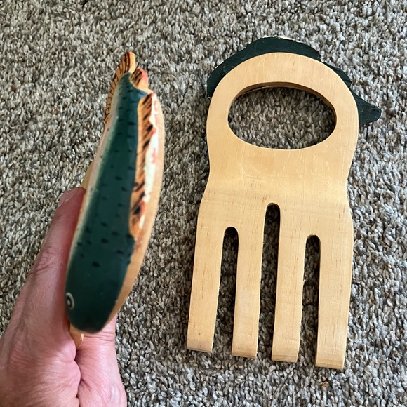 Set of 2 Salad Serving Hands Wood Salad Grabbers Natural Salad Forks 🐠 - Picture 9 of 10